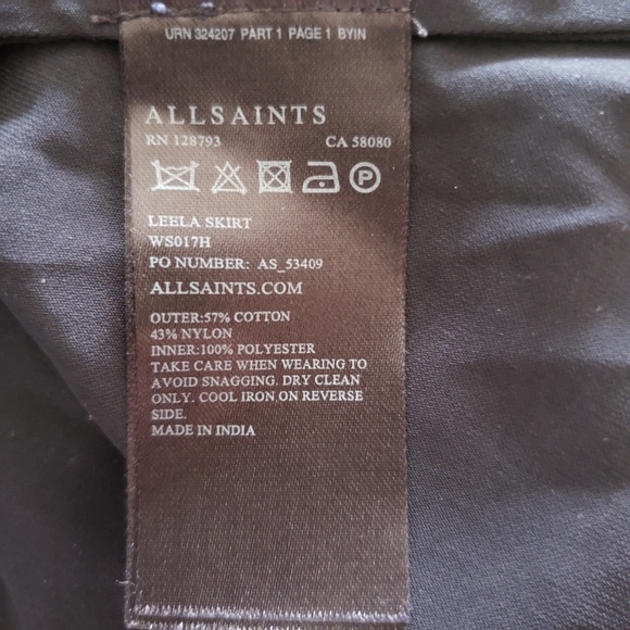 AllSaints Lace A Line Skirt Knee Length Leela 8 Goth Romantic y2k - Picture 7 of 7